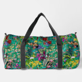 甘い花離れターコイズモノグラム印刷 ダッフルバッグ (裏面)