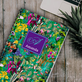 甘い花離れターコイズモノグラム模様 ノートブック