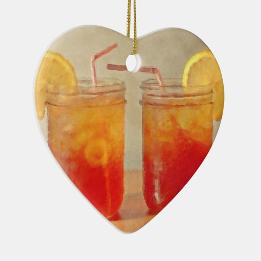 甘い茶の2つの南スタイルのメーソンジャーのための茶 セラミックオーナメント (右)