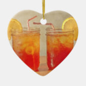 甘い茶の2つの南スタイルのメーソンジャーのための茶 セラミックオーナメント (正面)