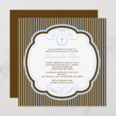 甘い茶色がかった鋼色の十字の男の子の聖餐の招待状 招待状 (正面/裏面)