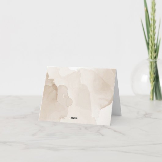 甘い茶色の水の色テディベア赤ちゃんシャワー サンキューカード (裏面)