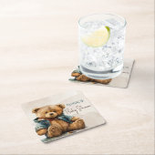 甘い茶色の水の色テディベア赤ちゃんシャワー スクエアペーパーコースター (インサイチュ)