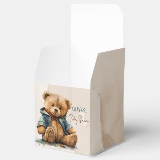 甘い茶色の水の色テディベア赤ちゃんシャワー フェイバーボックス (オープン)