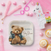 甘い茶色の水の色テディベア赤ちゃんシャワー ペーパープレート (パーティー)