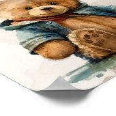 甘い茶色の水の色テディベア赤ちゃんシャワー ポスター (角)