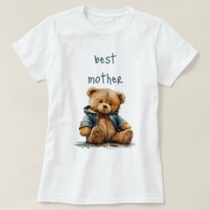 甘い茶色の水の色テディベア赤ちゃんシャワー Tシャツ
