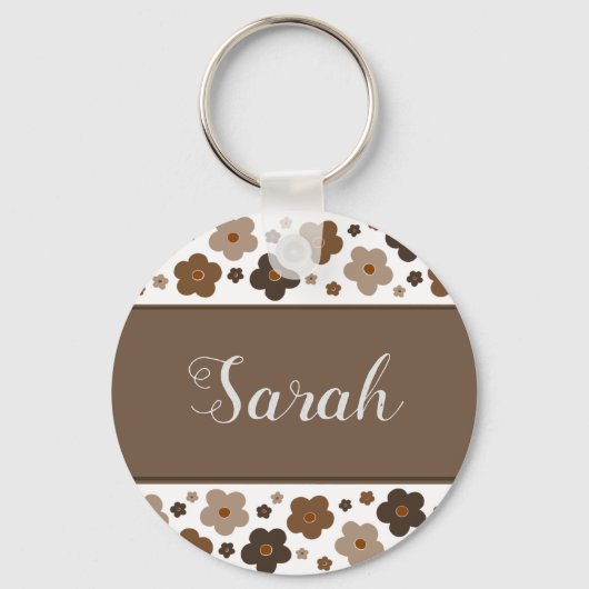 甘い茶色の花キーチェーン キーホルダー (正面)
