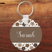 甘い茶色の花キーチェーン キーホルダー (正面)