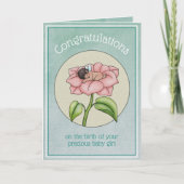 甘い茶色の赤ちゃん女の子の妖精が花で眠る カード (正面)