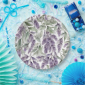 甘い薄紫とセージの水色 ペーパープレート (パーティー)