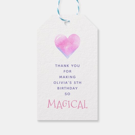 甘い虹の一角獣のキラキラパーソナライズされた輝き ギフトタグ (裏面)