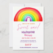 甘い虹の色、虹の甘い最初の誕生日 招待状 (正面)