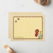 甘い蜂のパーソナライズなメッセージカード ノートカード (正面/裏面インサイチュ)