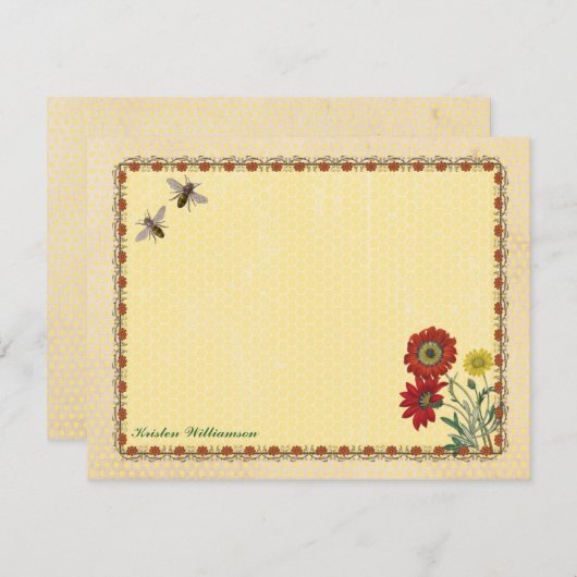 甘い蜂のパーソナライズなメッセージカード ノートカード (正面/裏面)