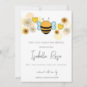 甘い蜂蜜かわいい新生児写真誕生のお知らせ 案内状 (正面)