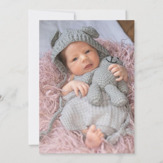 甘い蜂蜜かわいい新生児写真誕生のお知らせ 案内状 (裏面)