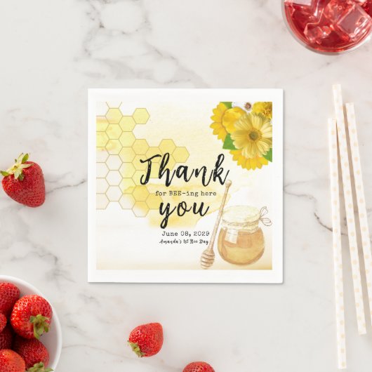 甘い蜂蜜と花ファースト誕生日 スタンダードカクテルナプキン (インサイチュ)