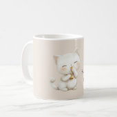 甘い蜂蜜のように可愛い白猫 コーヒーマグカップ (正面左)