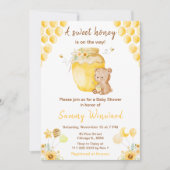 甘い蜂蜜のクマの赤ちゃんシャワー 招待状 (正面)