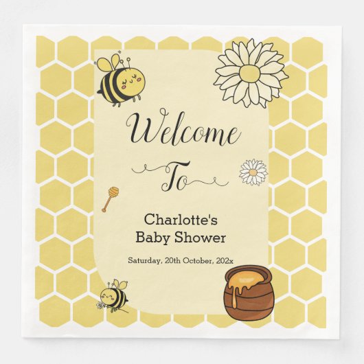 甘い蜂蜜の赤ちゃんシャワーが付いたかわいいハチ (正面)