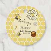 甘い蜂蜜の赤ちゃんシャワーが付いたかわいいハチ フェイバータグ (正面)