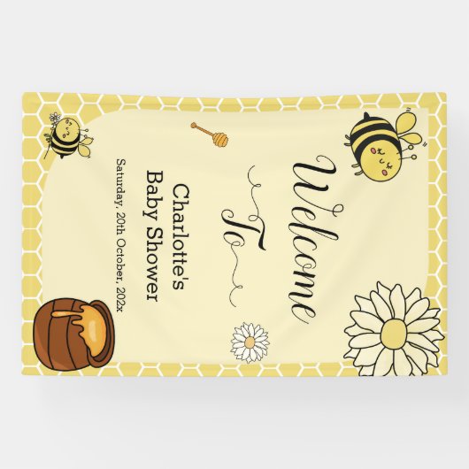 甘い蜂蜜の赤ちゃんシャワーが付いたかわいいハチ 横断幕 (横)
