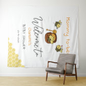 甘い蜂蜜を背景としたかわいい小さなミツバチ タペストリー (インサイチュ(横))