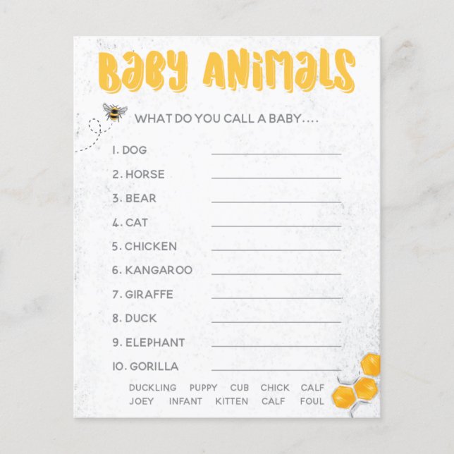 甘い蜂蜜黄色のシャワー赤ちゃん動物ゲーム (正面)