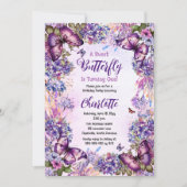 甘い蝶が一人の女の子を1歳の誕生日に変える 招待状 (正面)