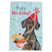 甘い誕生日のダックスフント ミディアムペーパーバッグ (裏面)