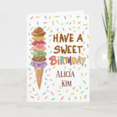 甘い誕生日を折り畳んだグリーティングカードを持つ カード (正面)