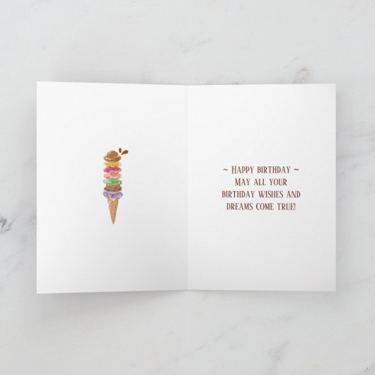 甘い誕生日を折り畳んだグリーティングカードを持つ カード (内部)