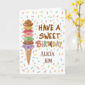 甘い誕生日を折り畳んだグリーティングカードを持つ カード (黄色い花)