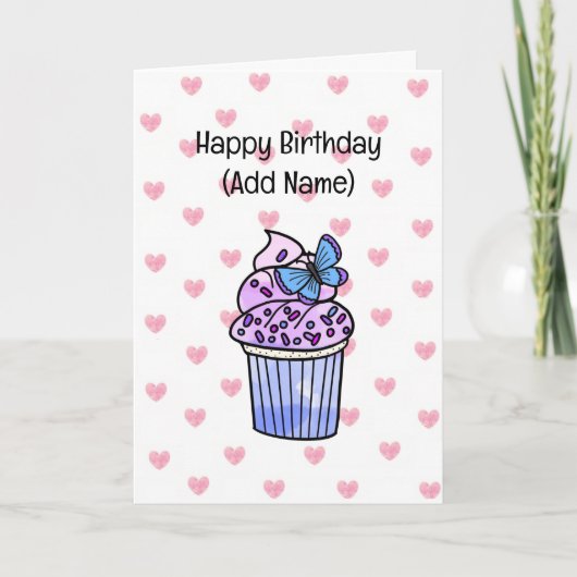 甘い誕生日カード |誕生日カップケーキ カード (正面)
