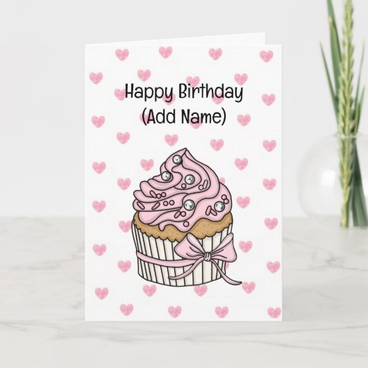 甘い誕生日カード |誕生日カップケーキ カード (正面)