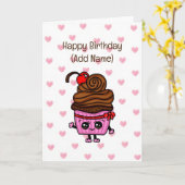 甘い誕生日カード |誕生日カップケーキ カード (黄色い花)