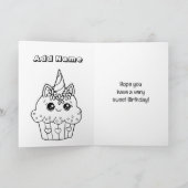 甘い誕生日カード | Unicornカップケーキ カード (内部)