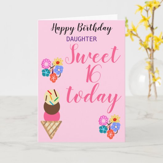 甘い誕生日ドーターフラワーエディットエイジ カード (黄色い花)