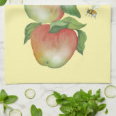 甘い調和：水の色りんごとビー キッチンタオル (折り畳み)