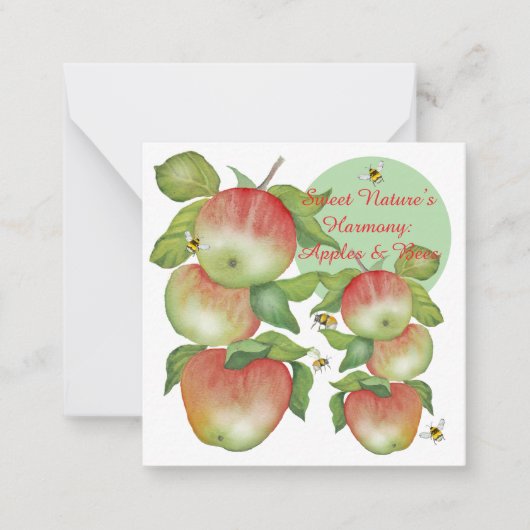 甘い調和：水の色りんごとビー ノートカード (正面)