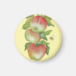 甘い調和:水の色りんごとビー マグネット