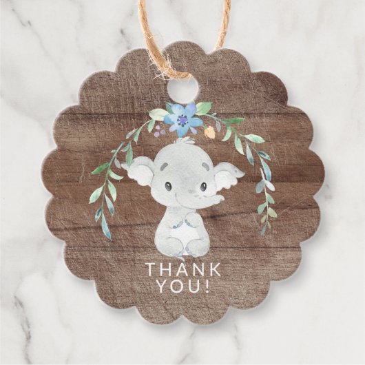 甘い象素朴赤ちゃんシャワー好意ギフトラベル フェイバータグ (正面)