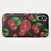 甘い赤いさくらんぼのパターンモノグラムの Case-Mate iPhoneケース (裏面(横))