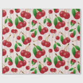 甘い赤いさくらんぼオンパステルプレイド ラッピングペーパー (フラット)