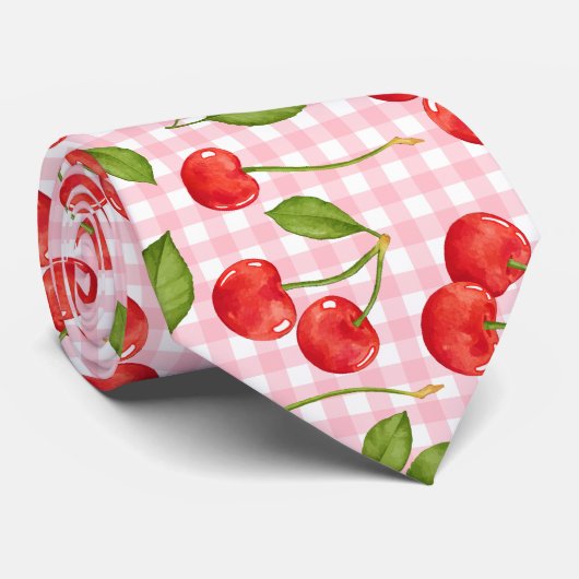 甘い赤いさくらんぼ模様 ネクタイ (ロール)