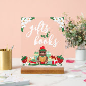 甘い赤いちご熊のギフトブックベビーシャワー アクリルサイン (ウェディング)