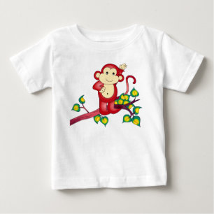 甘い赤いサルのベビー ベビーTシャツ