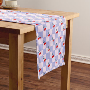 甘い赤いチェリーパターン ショートテーブルランナー