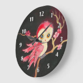 甘い赤いフクロウ ラージ壁時計 (傾斜)